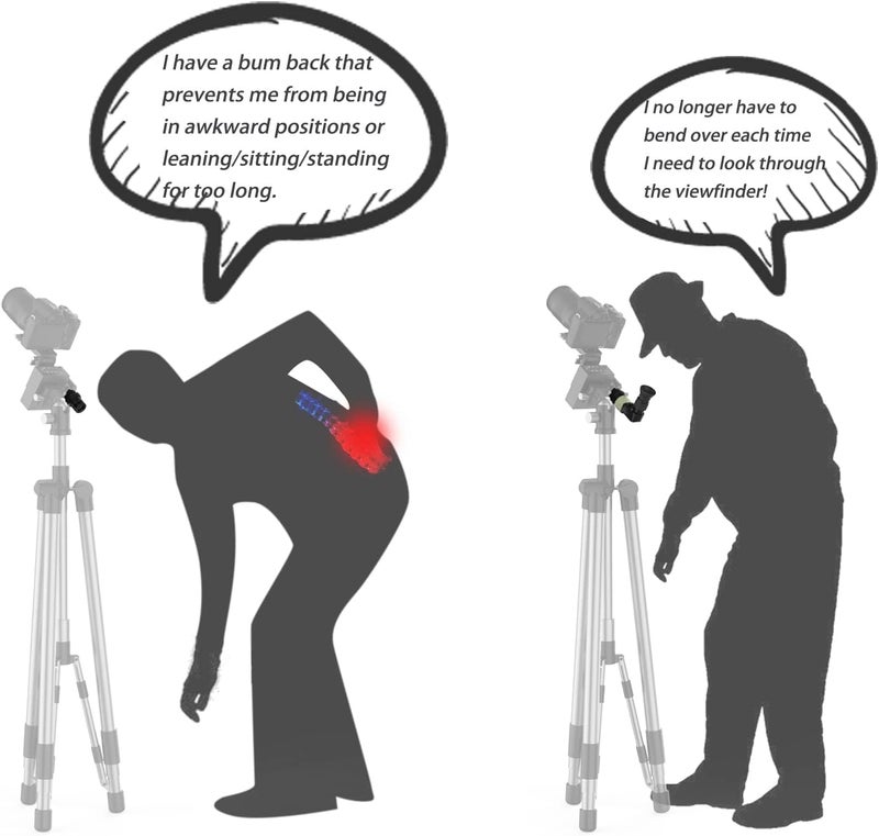 MOVE-SHOOT-MOVE Right Angle Viewer for Polar Scope with Metal Adapter: Crystal-Clear and Easy Polar Alignment | Built in Diopter(1x-2x Zoom) - 90 Degree Viewfinder for Finder Scope Camera & Telescopes/No More Crouch - Image 3